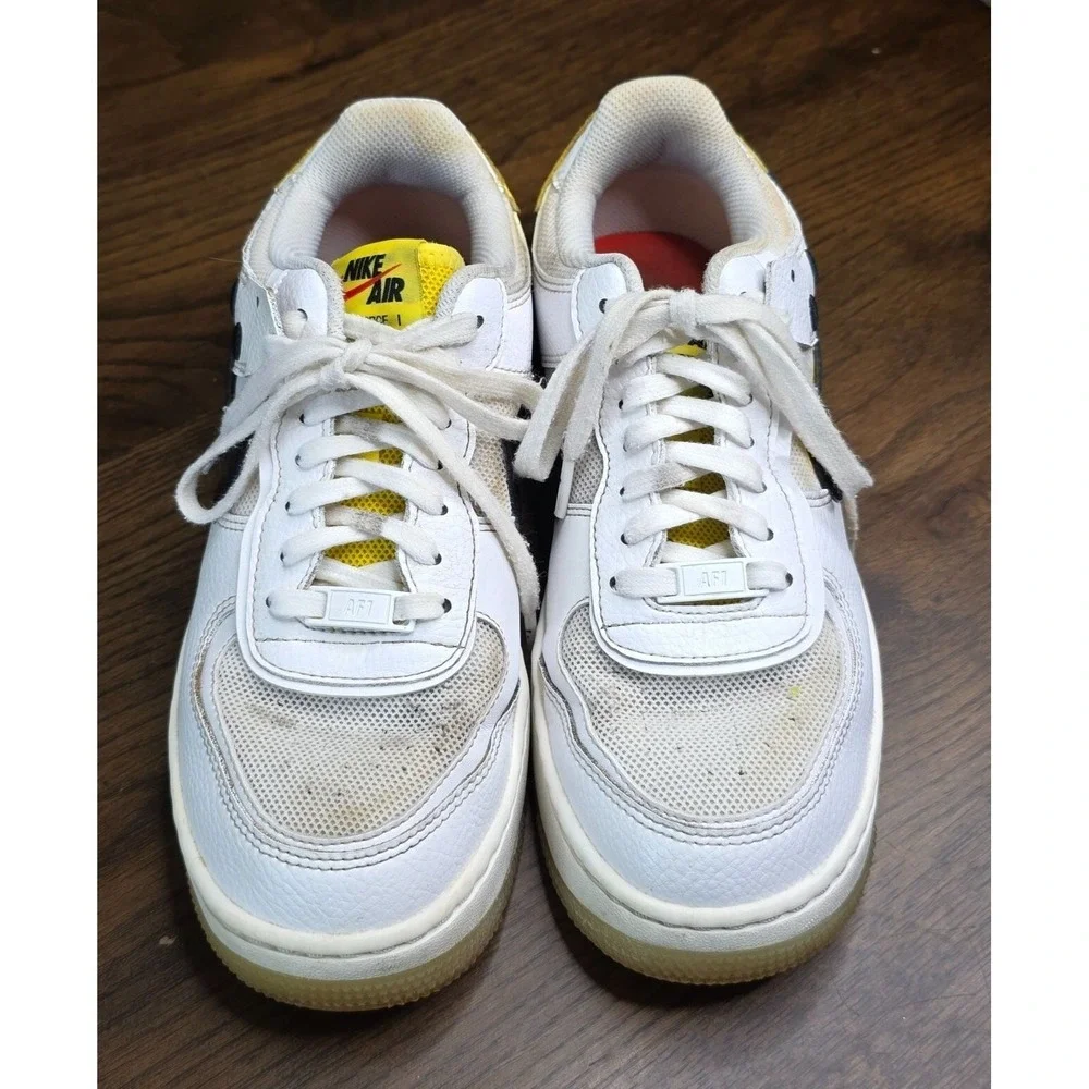 Nike Air Force 1 Shadow Womens Sneakers Size 8 White Yellow Black‎ Leather